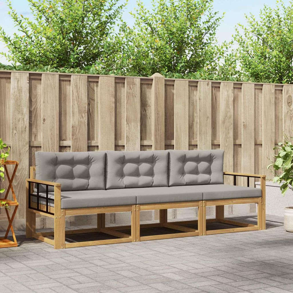 Möbel Outdoor-Sofagarnitur 3 pcs Weiß und Hellgrau PolyesterGartensofas - Gartensofas c2388