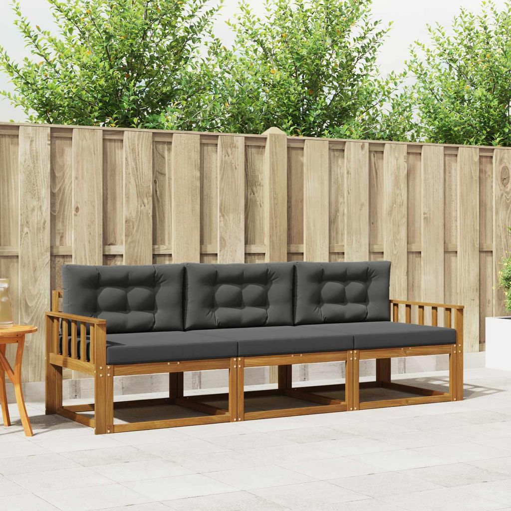 Outdoor-Sofagarnitur - VIDAXL - Terrassen-Sofa - mit Kissen - 3 pcs - Natur und Anthrazit