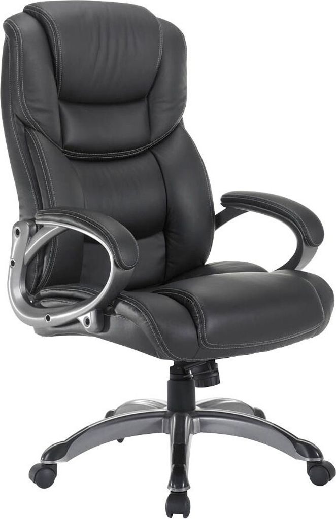 XXL Chefsessel, BT-9142L schwarz, silber Kunstleder