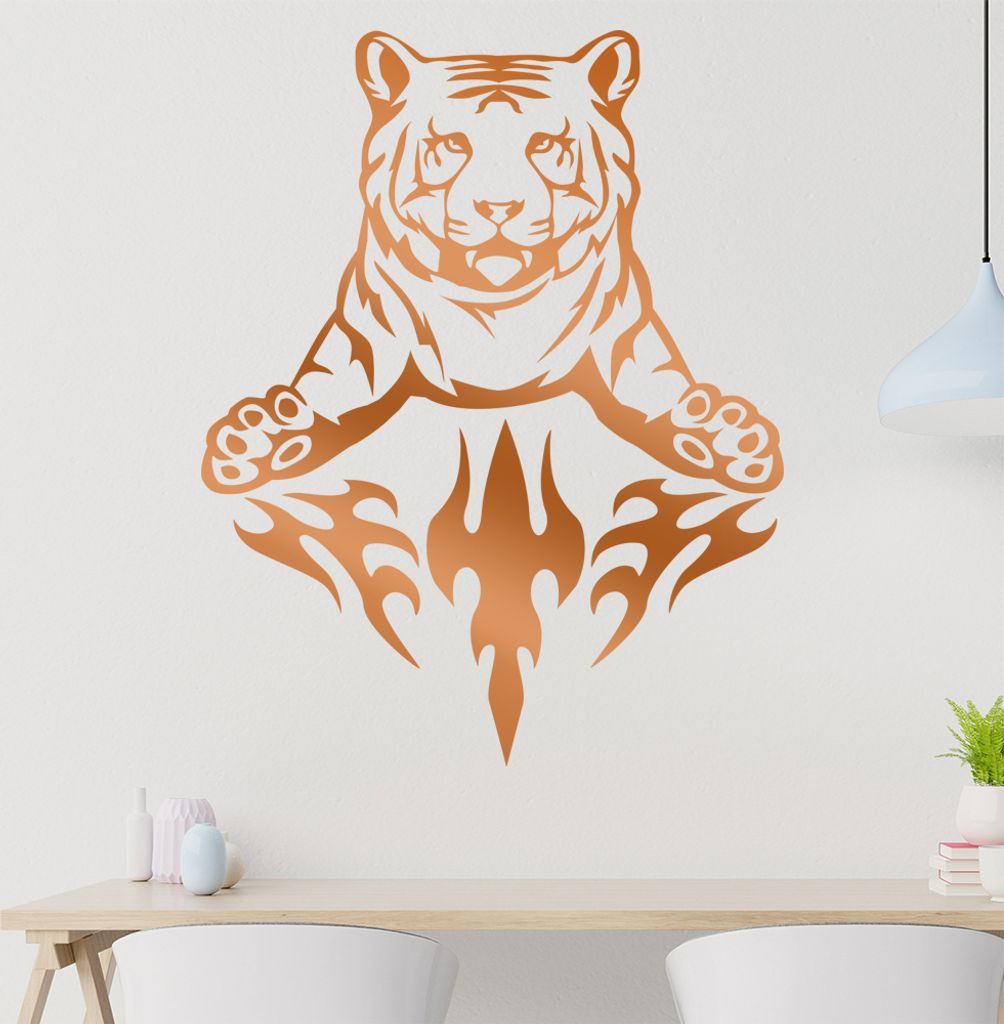 Flammen Tiger Wandtattoo in 6 Größen - Wandaufkleber Wall Sticker - Dekoration, Küche, Wohnzimmer, Schlafzimmer, Badezimmer