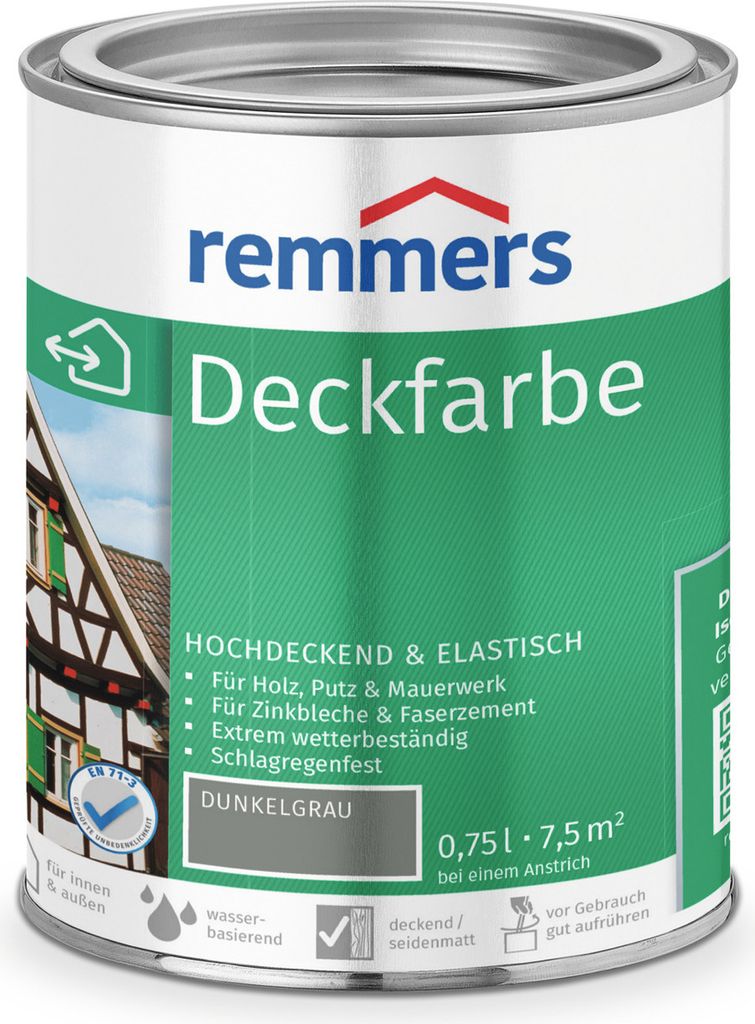 Remmers Deckfarbe dunkelgrau 0,75 l, Holzlack Produktbild 