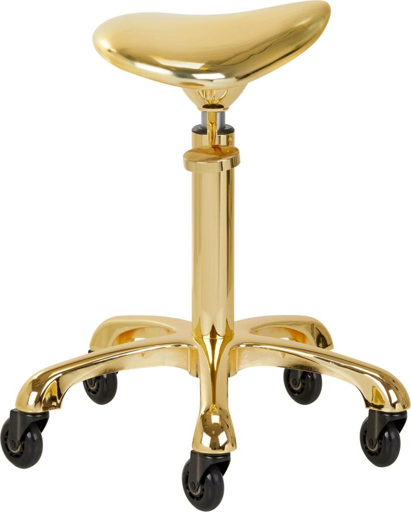 FINE GOLD Friseurhocker Pedikürehocker Kosmetikhocker Praxishocker Arbeitshocker Gold