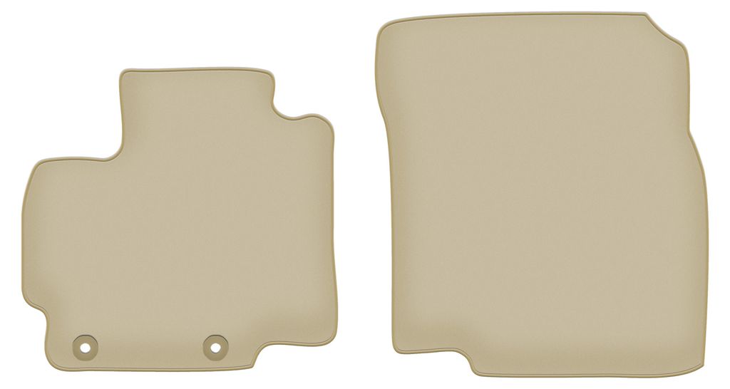 Velours-Fußmatten Vorne PREMIUM beige passend für Mitsubishi Space Star II (2013-, Schrägheck) – mit Befestigungen – passgenau
