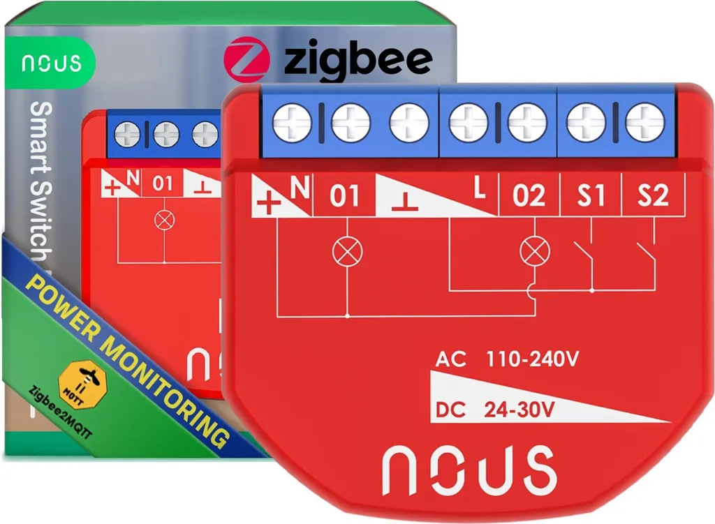 Nous B3Z Interrupteur Connecté ZigBee 3.0 à 2 Canaux pour Alexa et Google