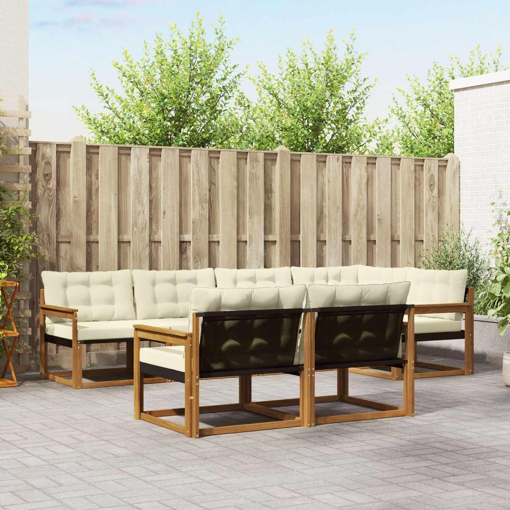 "Neues Produkt" Outdoor-Sofagarnitur ANTI-UV - CLORIS - mit Kissen - 7 pcs - Natur und Creme - Modern Gartensofas V832