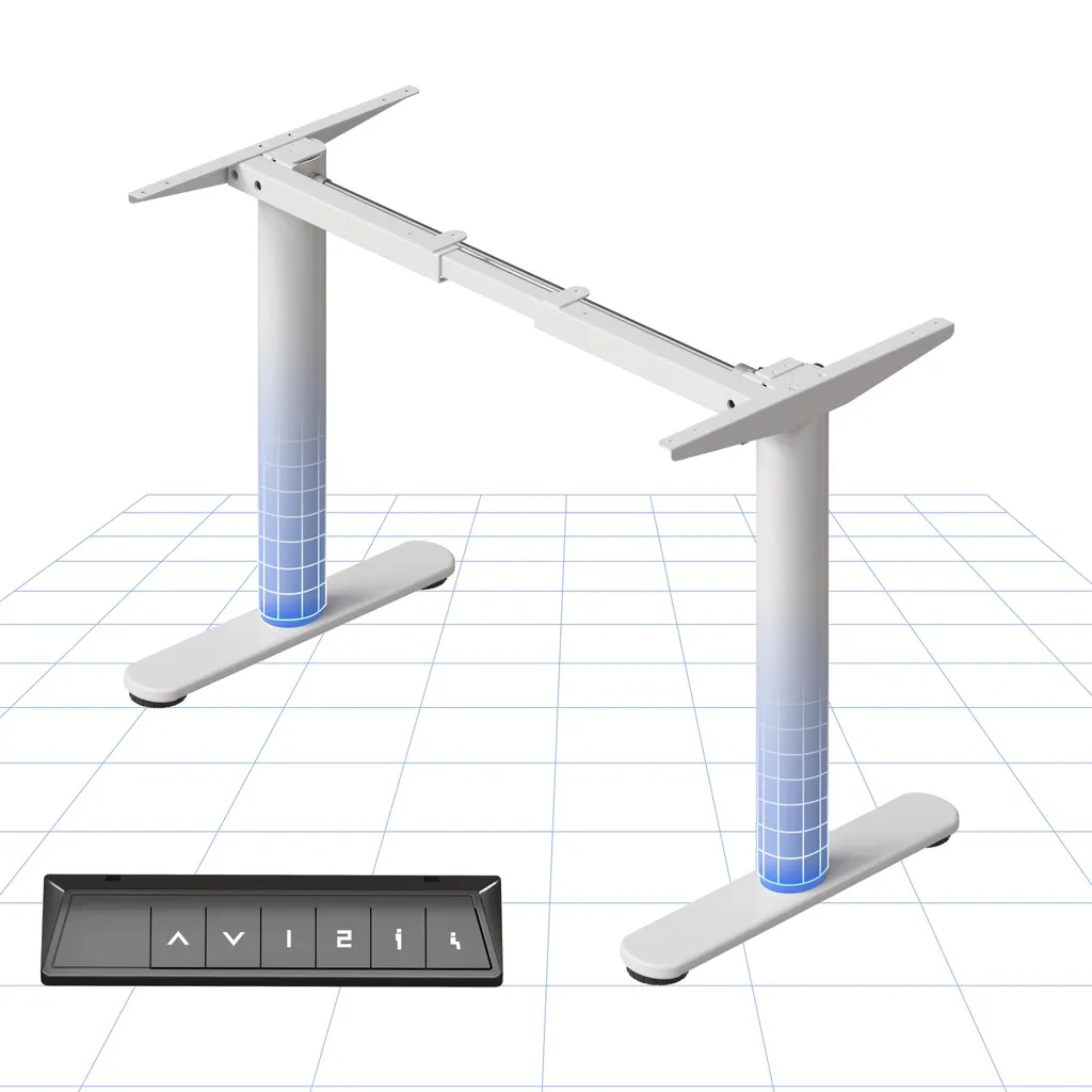 Bureau assis-debout électrique CylineX blanc pour un espace ergonomique