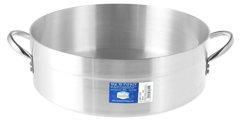 Pardini Niedriger Aluminium-Bräter Hotel 2 Griffe 7 Töpfe Küche, Metall, Grau, 36 cm
