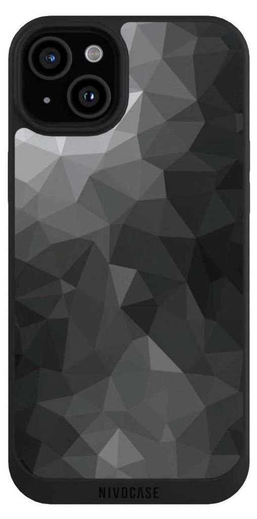 NIVOCASE Handyhülle für Apple iPhone 15 Plus Hülle NIVOpure Case Schwarz Mosaik Muster Tarnmuster