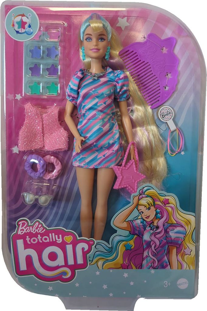 Barbie Totally Hair Puppe (blond/bunte Haare) inkl. Produktbild 
