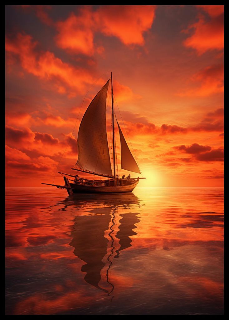 Plakat 42x59,4cm Unter den Segeln des Sonnenuntergangs
