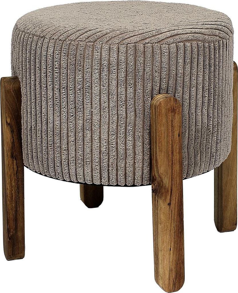 HowHomely | Sitzpouf - Pouf - 35 x 35 x 35 cm - Braun - Polsterhocker - Rund