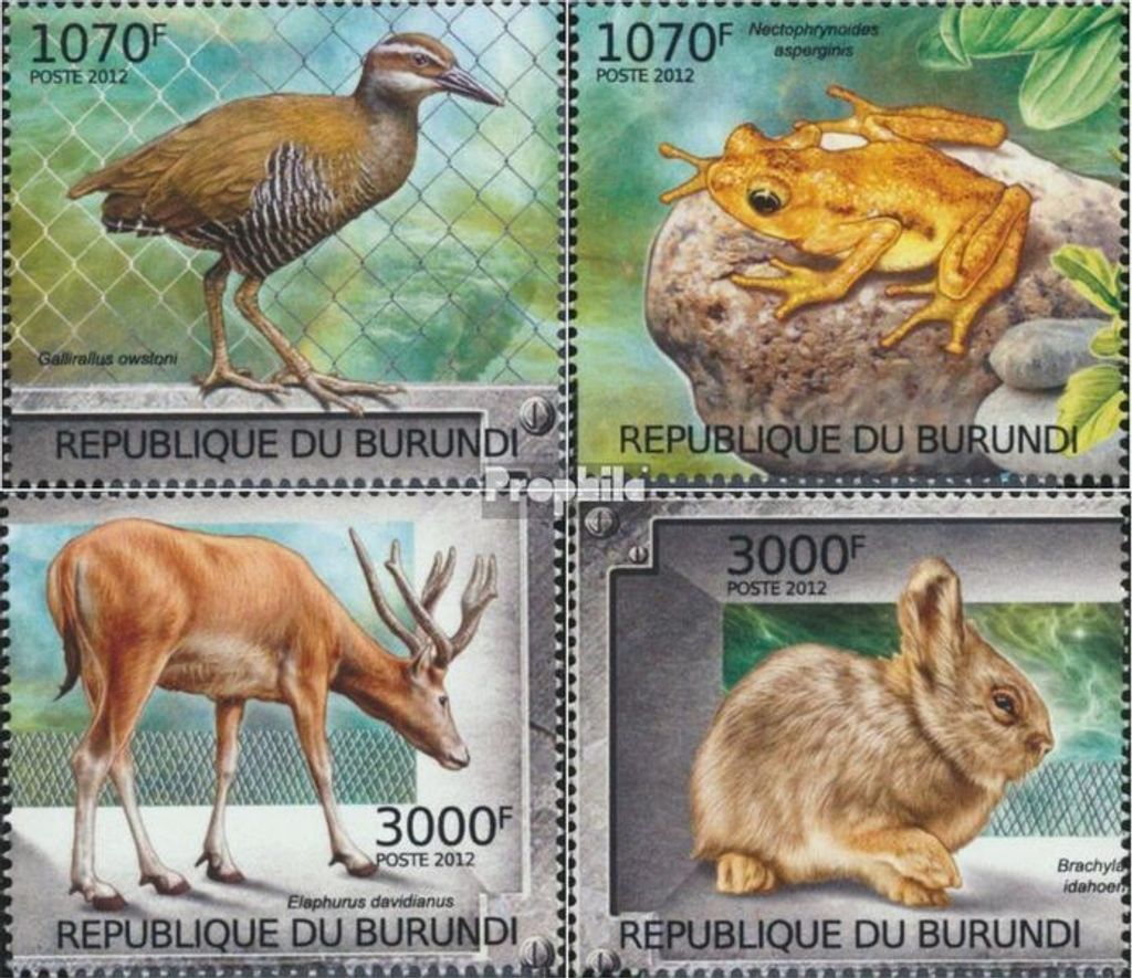 Briefmarken Burundi 2012 Mi 2585-2588 (kompl.Ausg.) postfrisch Ausgestorbene Tiere
