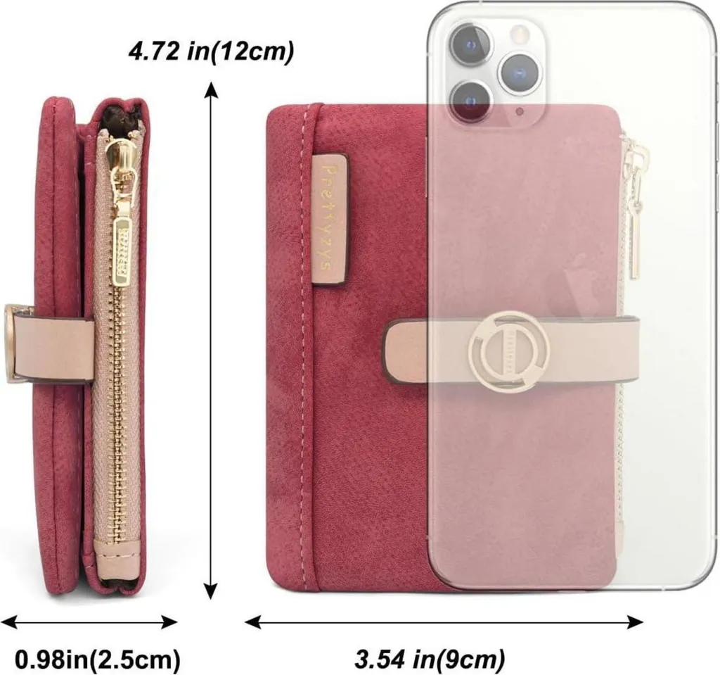 Porte-monnaie femme bordeaux compact à compartiments multiples