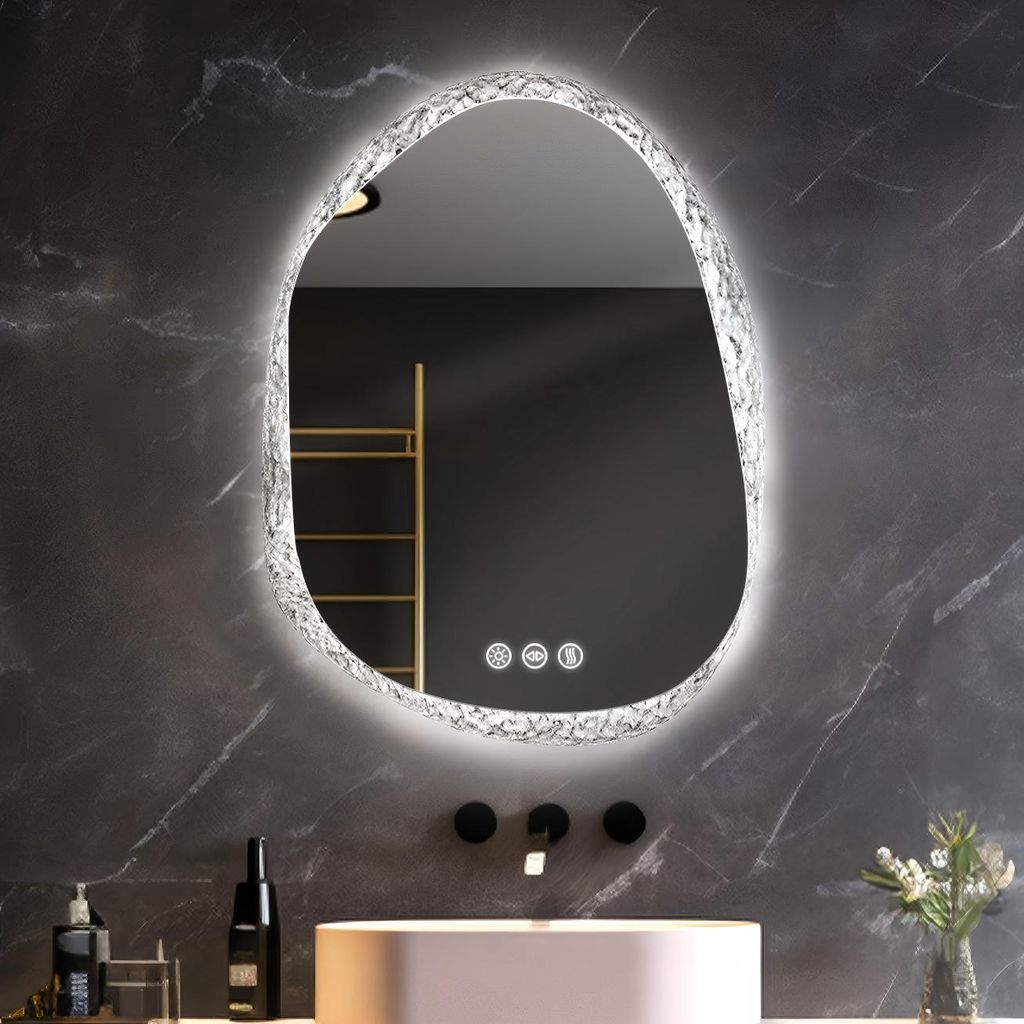 WISFOR Asymetrické LED zrkadlo do kúpeľne, 50x70 cm, Obrázok produktu 