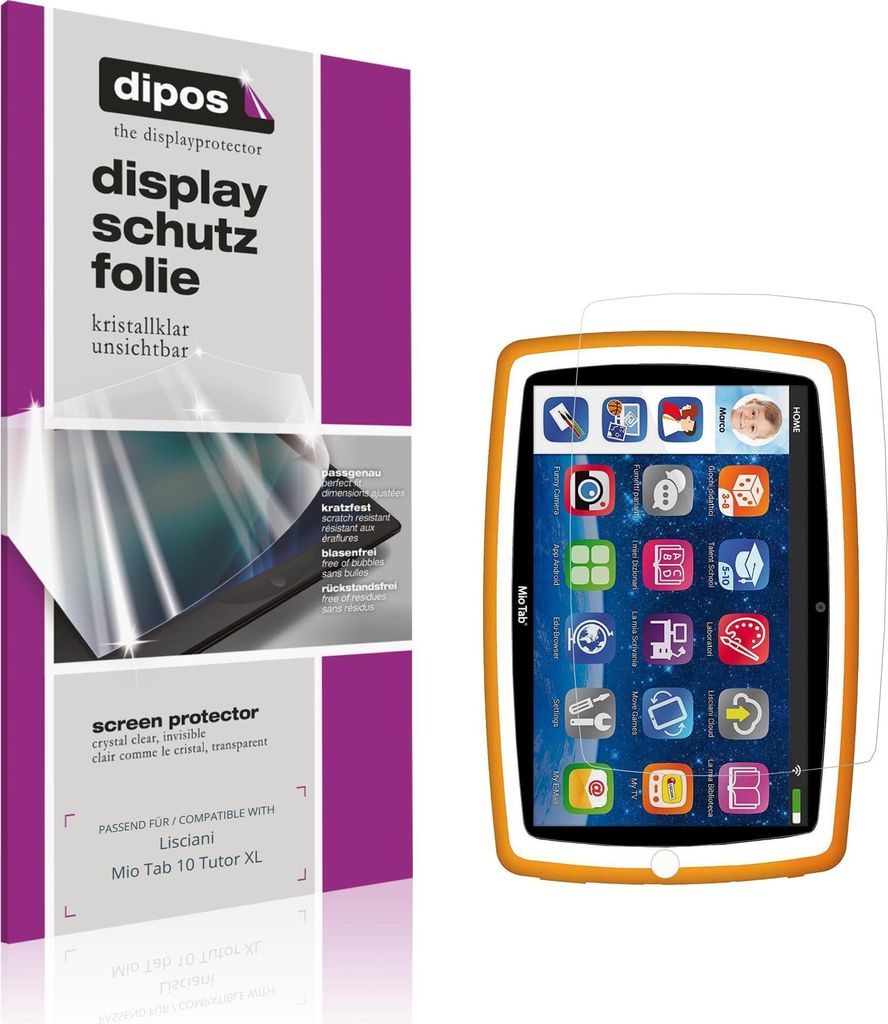 2x Schutzfolie für Lisciani Mio Tab 10 Tutor XL klar Displayschutzfolie Folie Display Schutz dipos