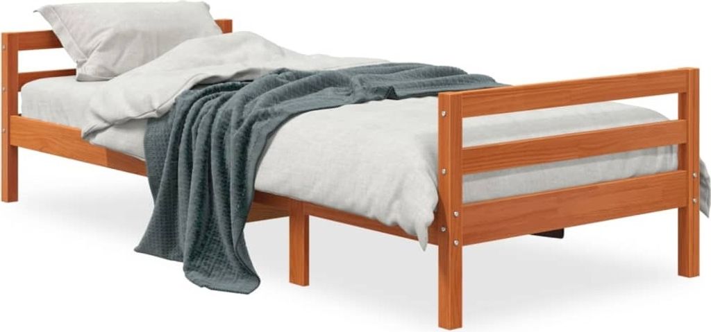Design Massivholzbett Wachsbraun 90x190 cm Kiefer, Produktbild 