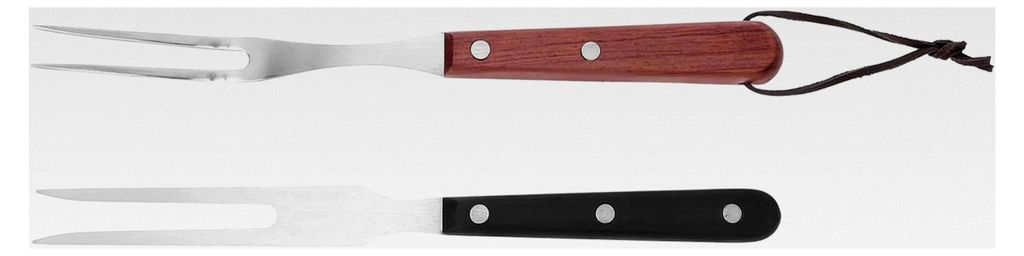 2 Stück Grillfleischgabeln aus robustem Edelstahl mit hitzebeständigem Holzgriff für Schaschlik und Grillpartys im Freien