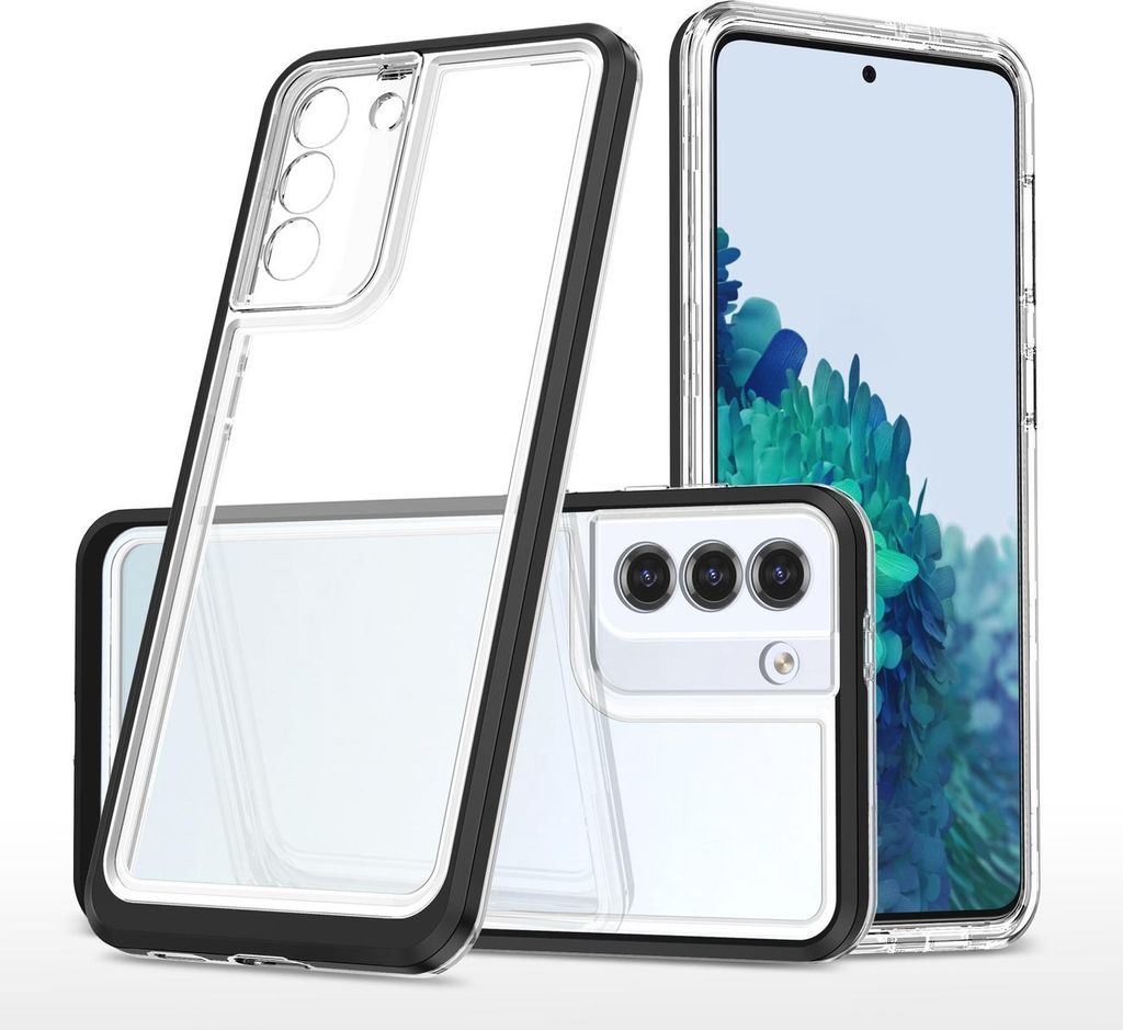 Clear 3in1 Case für Samsung Galaxy S22+ (S22 Plus) Gel Cover mit Rahmen schwarz