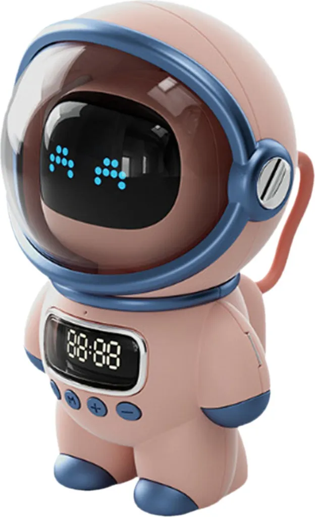 Enceinte Bluetooth Astronaute Rose avec Assistant Vocal IA et Horloge - 6