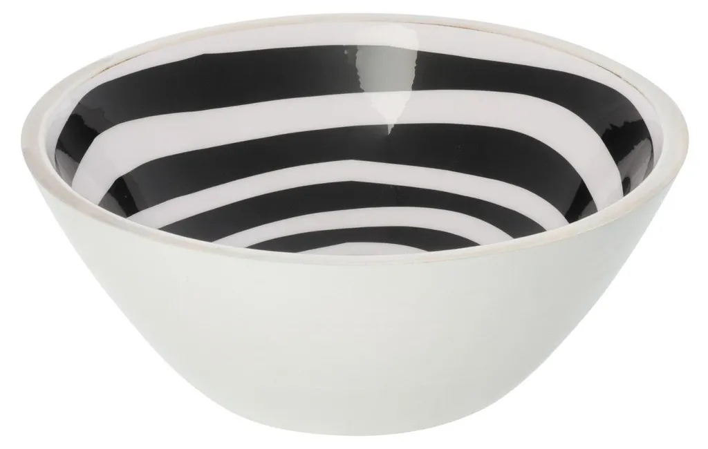 Grand Bol J-Line en Bois - Décoration Chic pour Table Noir et Blanc