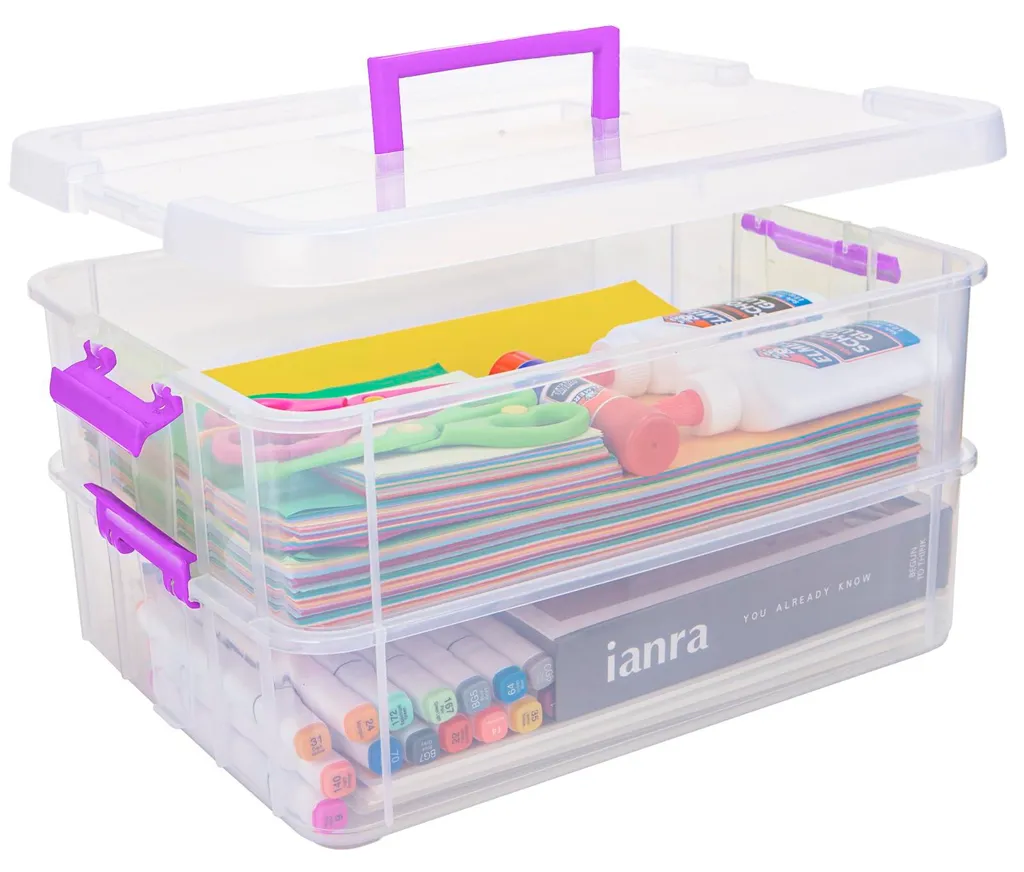 Organiseur double compartiment empilable - Rangement facile de matériel