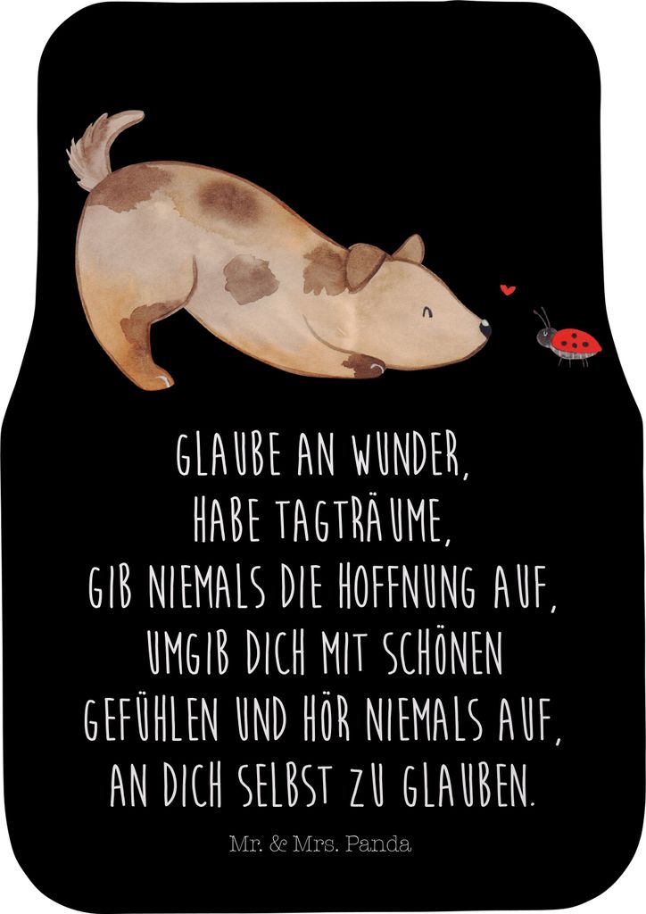 Mr. & Mrs. Panda Automatte Hund Marienkäfer - Schwarz - Geschenk, Mischlinghund, Autoteppich, Sprüche, Positiv, Zuversichtlich, Fußmatte Fürs A...