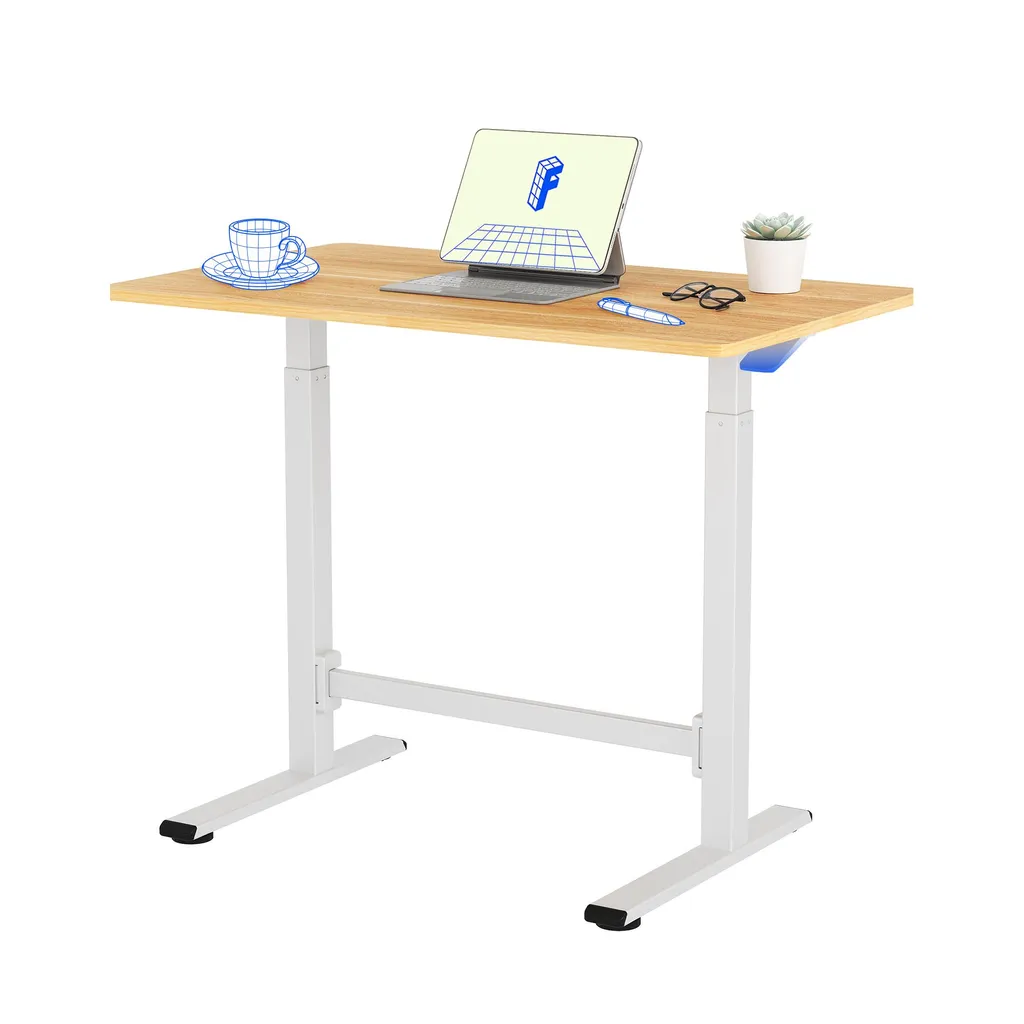 Flexispot Scrivania Regolabile a Gas 100x60 Acero | Senza Corrente
