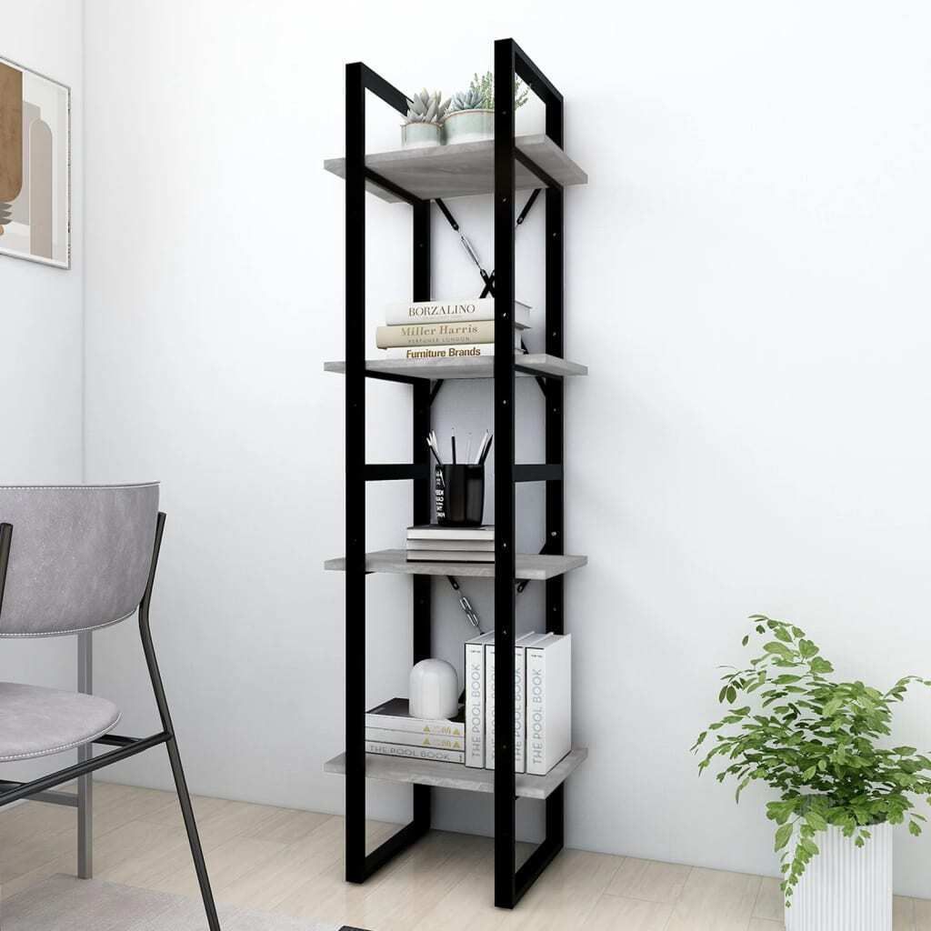 The Living Store Bücherregal 4 Fächer Grau Sonoma 40x30x140 cm Holzwerkstoff