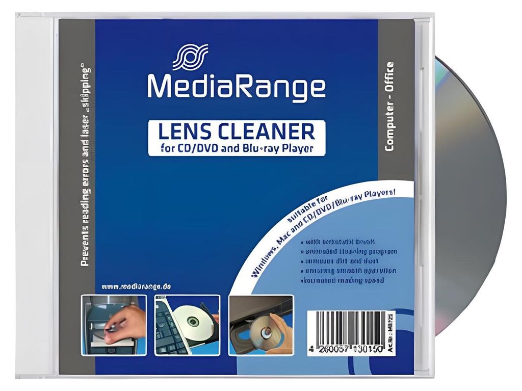 MediaRange Laser Reinigungs-CD m. Bürsten für CD/DVD Player Produktbild 