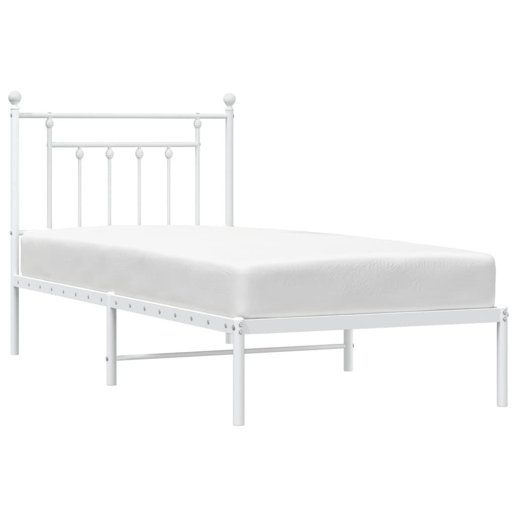 vidaXL Cadre de lit avec tête de lit en métal blanc 80x200 Image du produit 