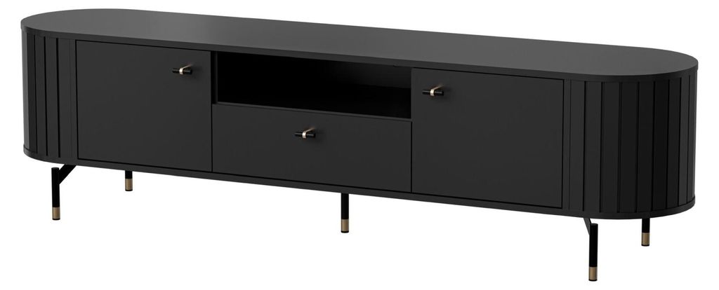 Selsey Zante - TV-Schrank 2-türig, geriffelt mit Schublade, Produktbild 
