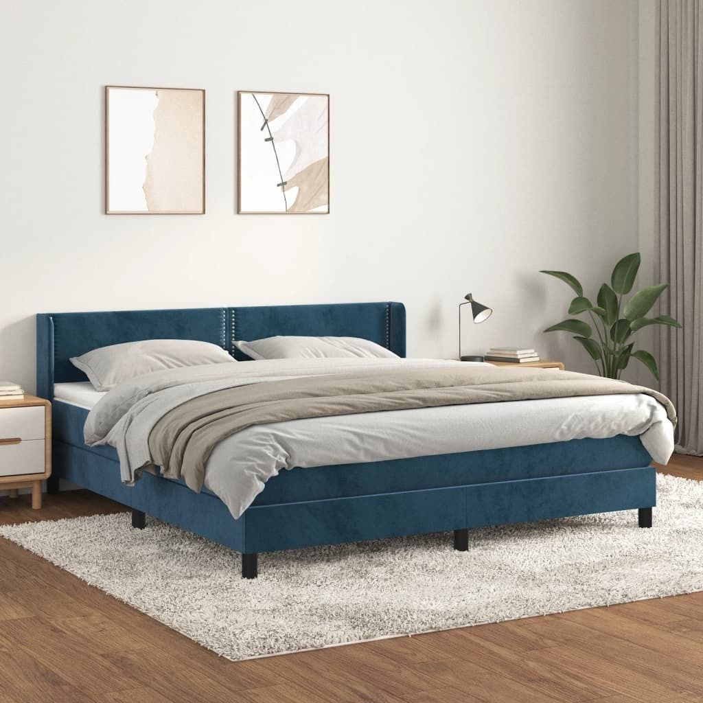 Maison Exclusive - Boxspringbett mit Matratze Dunkelblau 180x200 cm Samt