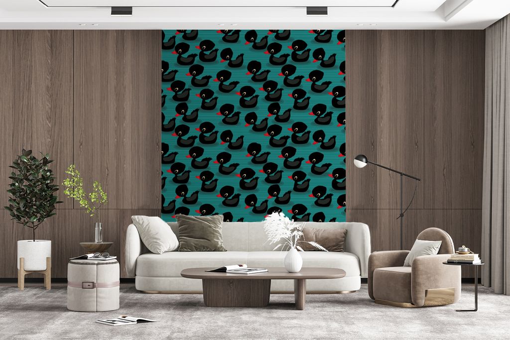 MuchoWow Fototapete für Wohnzimmer oder Schlafzimmer Wandtapete Vinyl Motivtapete Ente - Baby - Schnittmuster - 160x220 cm - Bildschirmhintergrund