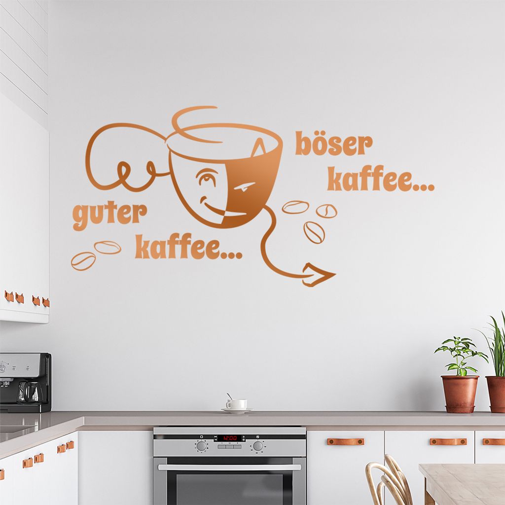 guter Kaffee böser Kaffee Wandtattoo in 6 Größen - Wandaufkleber Wall Sticker - Dekoration, Küche, Wohnzimmer, Schlafzimmer, Badezimmer