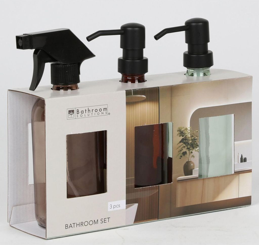 3-teiliges Badezimmerset aus Glas im 12er Set – 2 Seifenspender + 1 Sprüher, dekorativ, hochwertig & ideal für Bad, Gäste-WC, Küche oder Gesc...