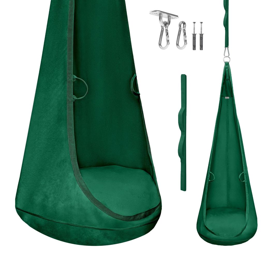 MAMOI Hängesessel Kinder aus Velvet – Hängekokon & Cocoon Hängehöhle für Kinder, Hängesack mit Kissen & Haken, weicher Velvet-Sitz, Kinde...