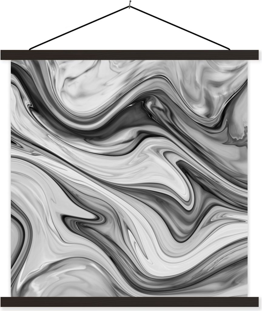 MuchoWow Textilposter Marmor - Muster - Grau - Marmoroptik - Schwarz 40x40 cm mit schwarzem Rahmen - Fotos