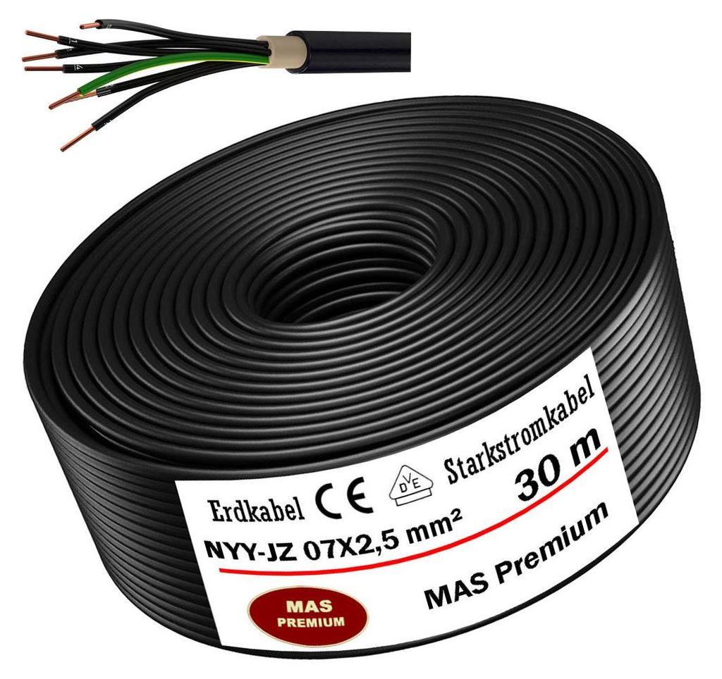 30 meter aardekabel, hoogspanningskabel NYY-JZ, 7x2,5 mm², Productafbeelding 