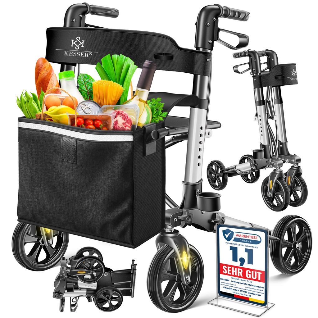 KESSER® Rollator Aluminium faltbar, höhenverstellbar & bis Produktbild 