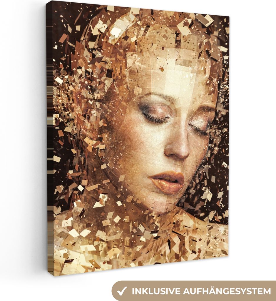 MuchoWow - Leinwandbilder - Frau - Abstrakt - Kunst, Wandbild, Wanddeko Bilder Wohnzimmer, 30x40 cm
