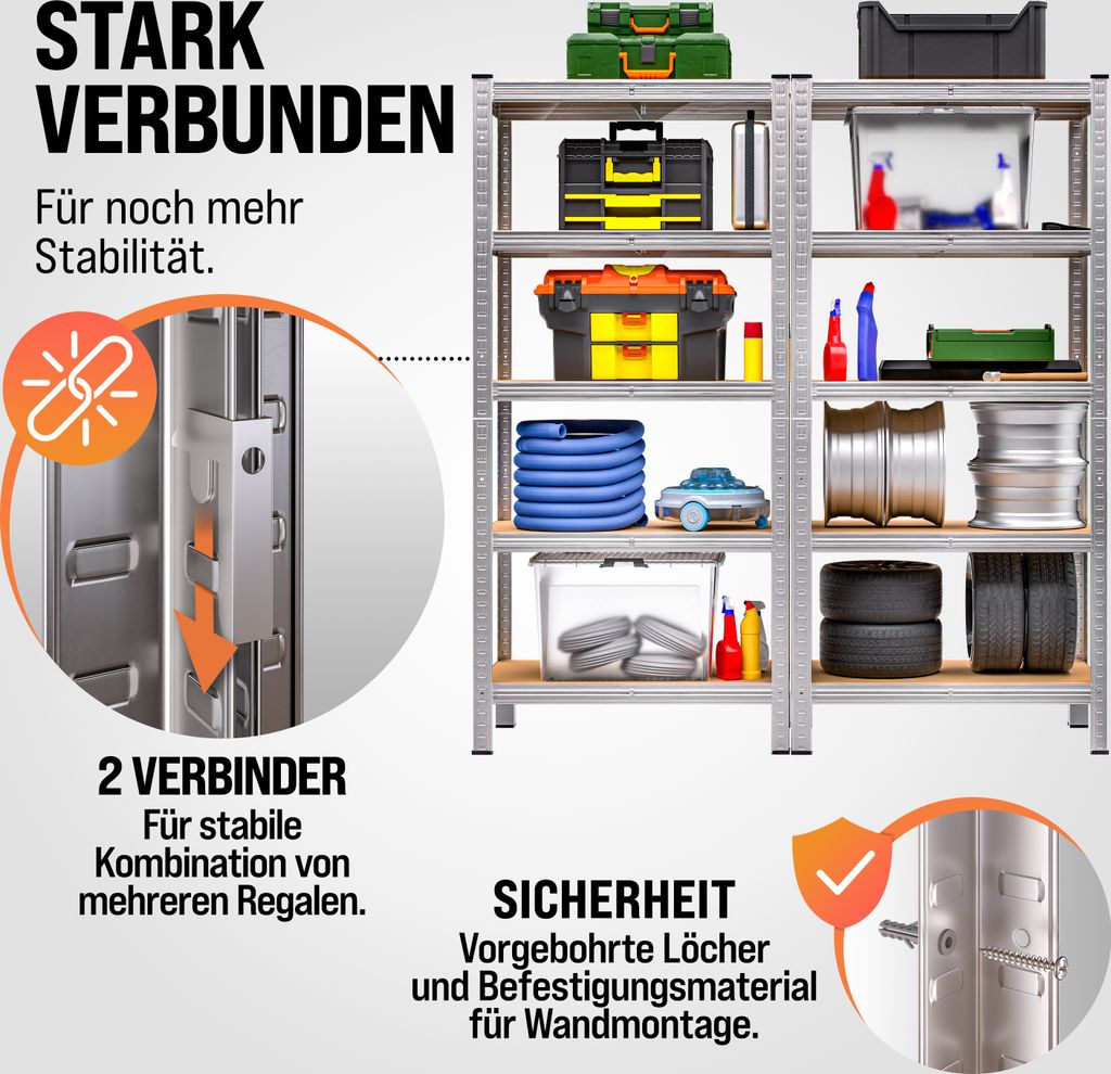 Monzana Schwerlastregal XL - 2 Stück Steckregal Für Werkstatt & Lager