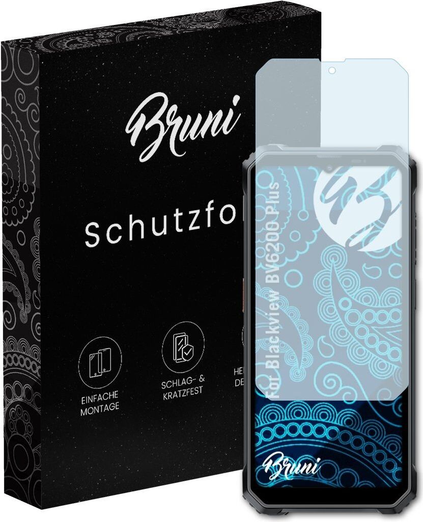 Bruni Basics-Clear 2x Schutzfolie kompatibel mit Blackview BV6200 Plus Folie