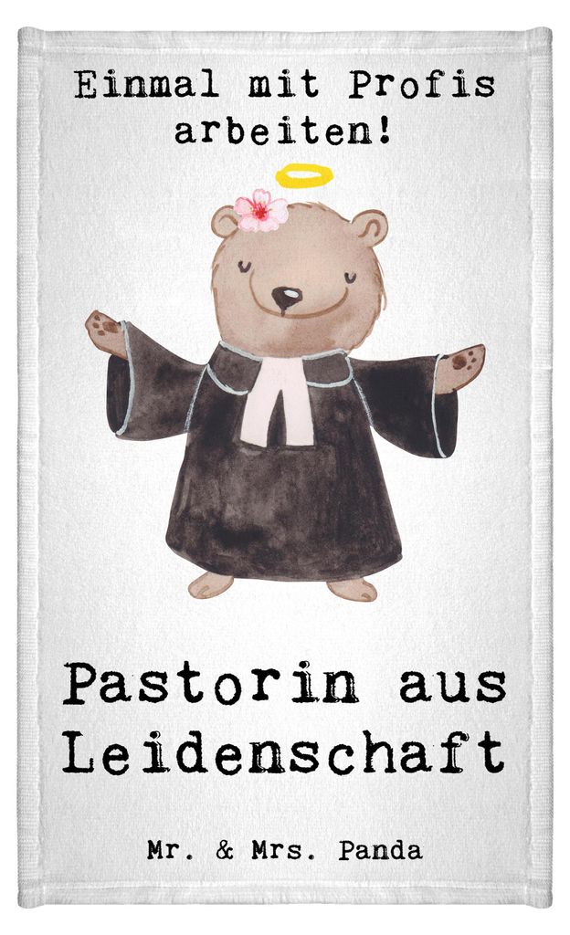 Mr. & Mrs. Panda Handtuch Pastorin Leidenschaft - Weiß - Geschenk, Lustig, Baumwollhandtuch, Frotteetuch, badezimmer, gäste wc, Theologin, Klein,...