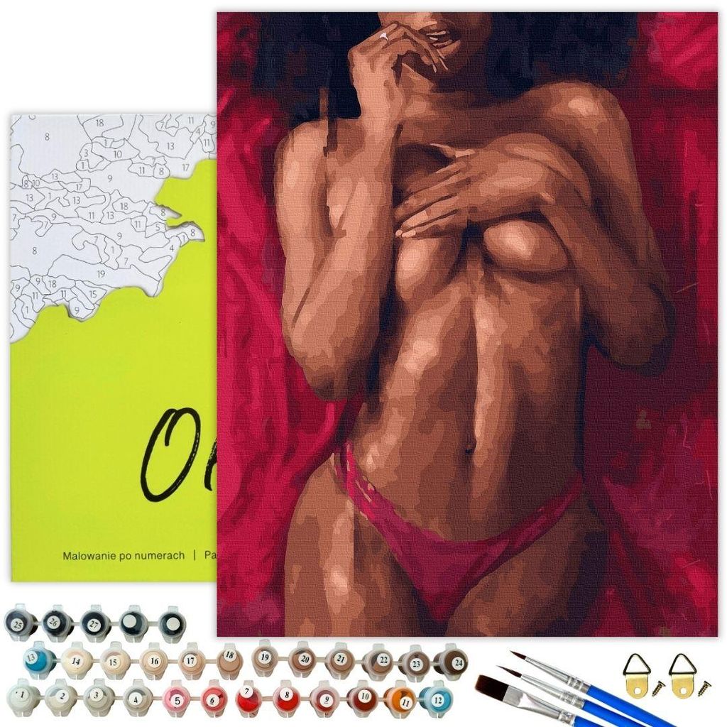 Oh Art! Malen nach Zahlen Für Erwachsene - Frau Akt Erotik Kunst 40 x 50 cm – Leinwand Set Mit Rahmen, 26 Acrylfarben & 3 Pinseln - 18 +