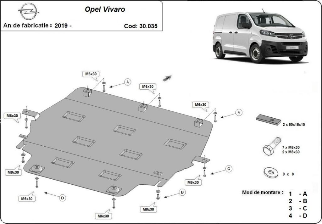 Stahl Unterfahrschutz für Motor Opel Vivaro