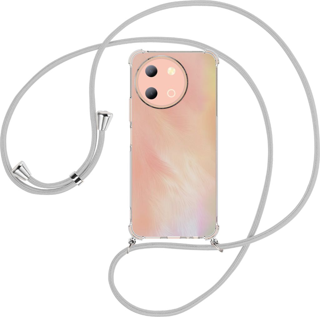 Handykette Backcover-Schutzhülle mit Band (Metall silberfarben) für vivo Y38 5G - silbergrau