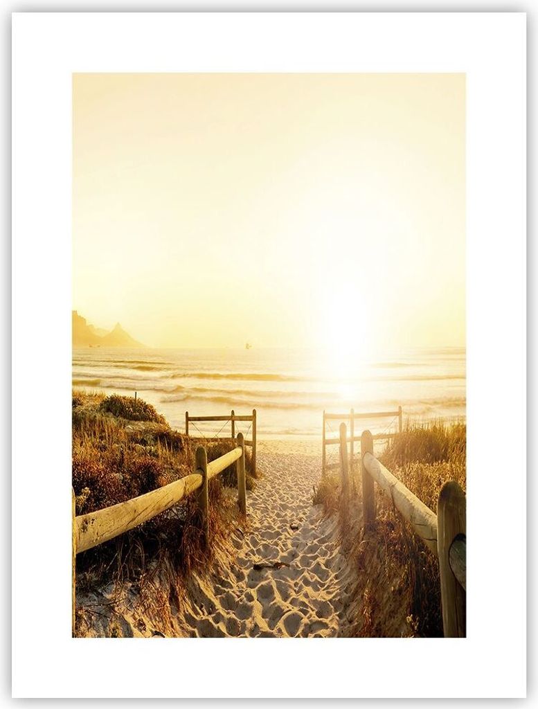 Poster - Poster ohne Rahmen - Sonnenaufgang Welle Insel Meer - 30x40 cm - Wand Bild - Wanddeko - Wandbilder - Kunstposter - Wandposter - Bilder - K...
