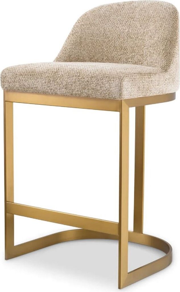 Casa Padrino Luxus Barstuhl Sandfarben / Messing 53 x 48 x Produktbild 