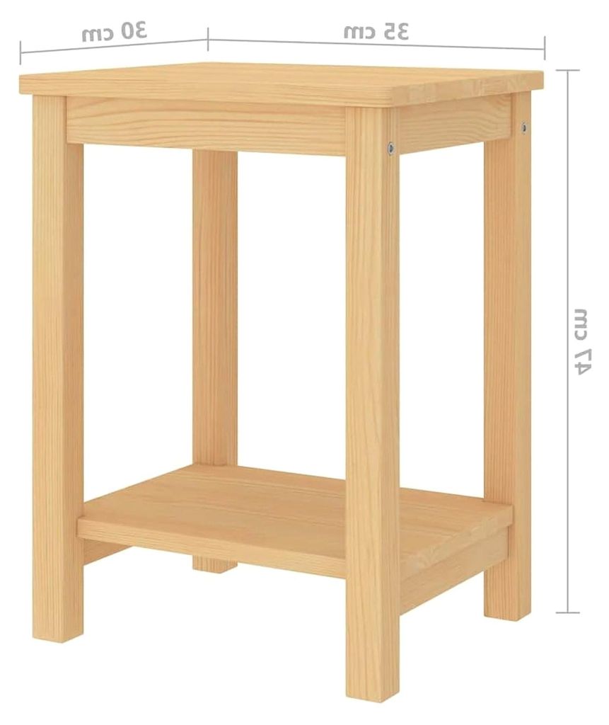Nachttisch mit 2 Ablagen, Schmaler Beistelltisch mit Stauraum, Nachtschrank für Schlafzimmer, Wohnzimmer, Arbeitszimmer, Natur 35x30x47 cm aus Mas...