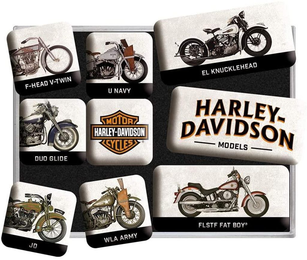 Nostalgic-Art - Set de 9 aimants - Harley-Davidson - Model Image du produit 